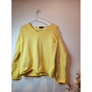 Weekend Max Mara Yellow Cotton Knit Sweater Italy Women's M Boat Neck Pullover‎